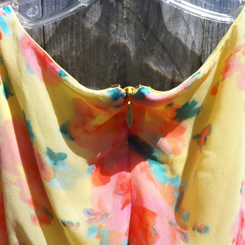CHETTA B SIZE 16 YELLOW FLORAL DRESS - Picture 5 of 6